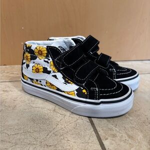Vans Kids Black and Yellow Floral + cow print Sneakers